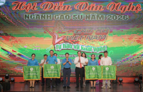 TIẾT MỤC “VIỆT NAM BƯỚC VÀO KỶ NGUYÊN MỚI” CỦA CÔNG TY CP CHẾ BIẾN GỖ THUẬN AN ĐẠT GIẢI ĐỒNG TẠI HỘI DIỄN VĂN NGHỆ NGÀNH CAO SU NĂM 2026
